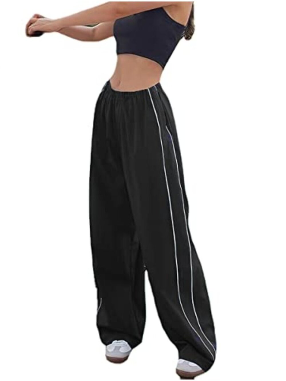 Baggy Y2K Parachute Track Pants Women High Rise Wide Leg Sweatpants Drawstring